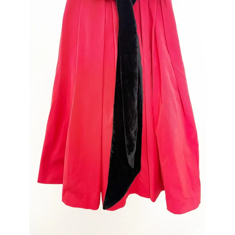 J. crew Red Aline Pleated Cocktail Dress Size 00 Vday Cocktail Wedding